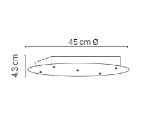 Loft Baldakin Ø45 - 5 udtag, hvid (RAL 9016)