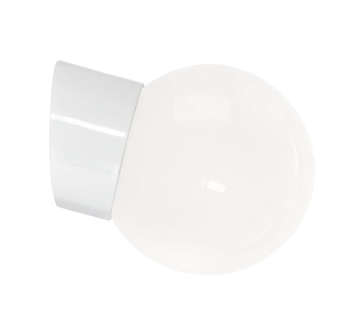 Classic Globe 150 væglampe IP20, hvid/blank opal