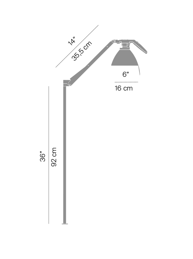 Fortebraccio gulvlampe stang/skærm, sort