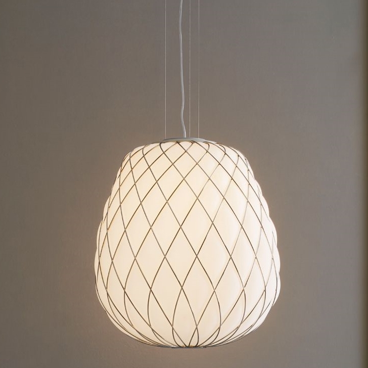 Fontanaarte Pinecone Pendel, Stor - Ø50, Hvid/Chrome Tilbud