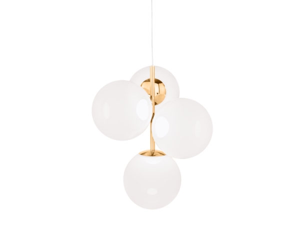 Globe lysekrone mini, opal/guld