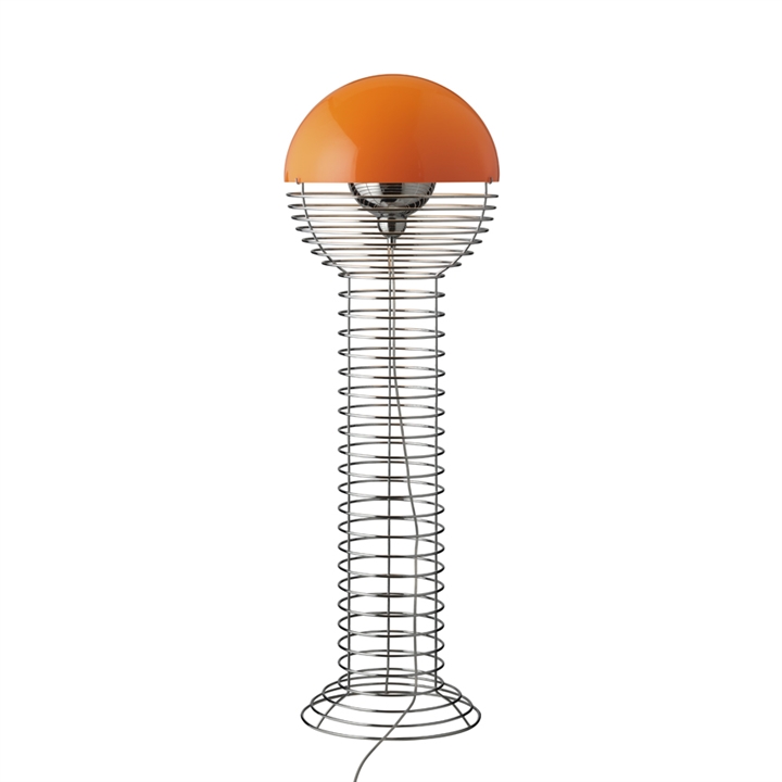 Wire gulvlampe, krom/orange