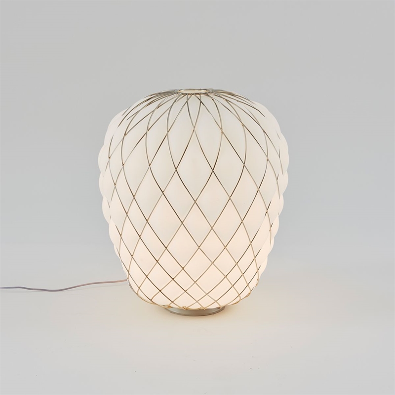 Pinecone Bordlampe, Stor - Ø50, Hvid/Guld Fontanaarte